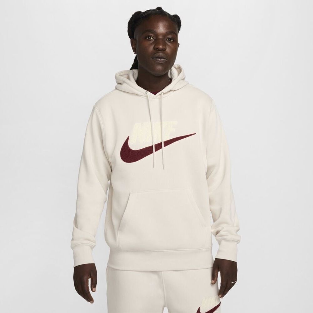 NIKE CLUB FLEECE CHENILLE FUTURA PULLOVER HOODIE Off White Khaki Burgundy